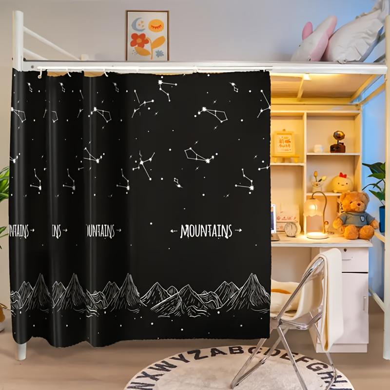 1 Bedroom Bed Curtain - Blackout, Star Patterned Room Partition, Lightweight Fabric, Perfect for Families and Dormitories