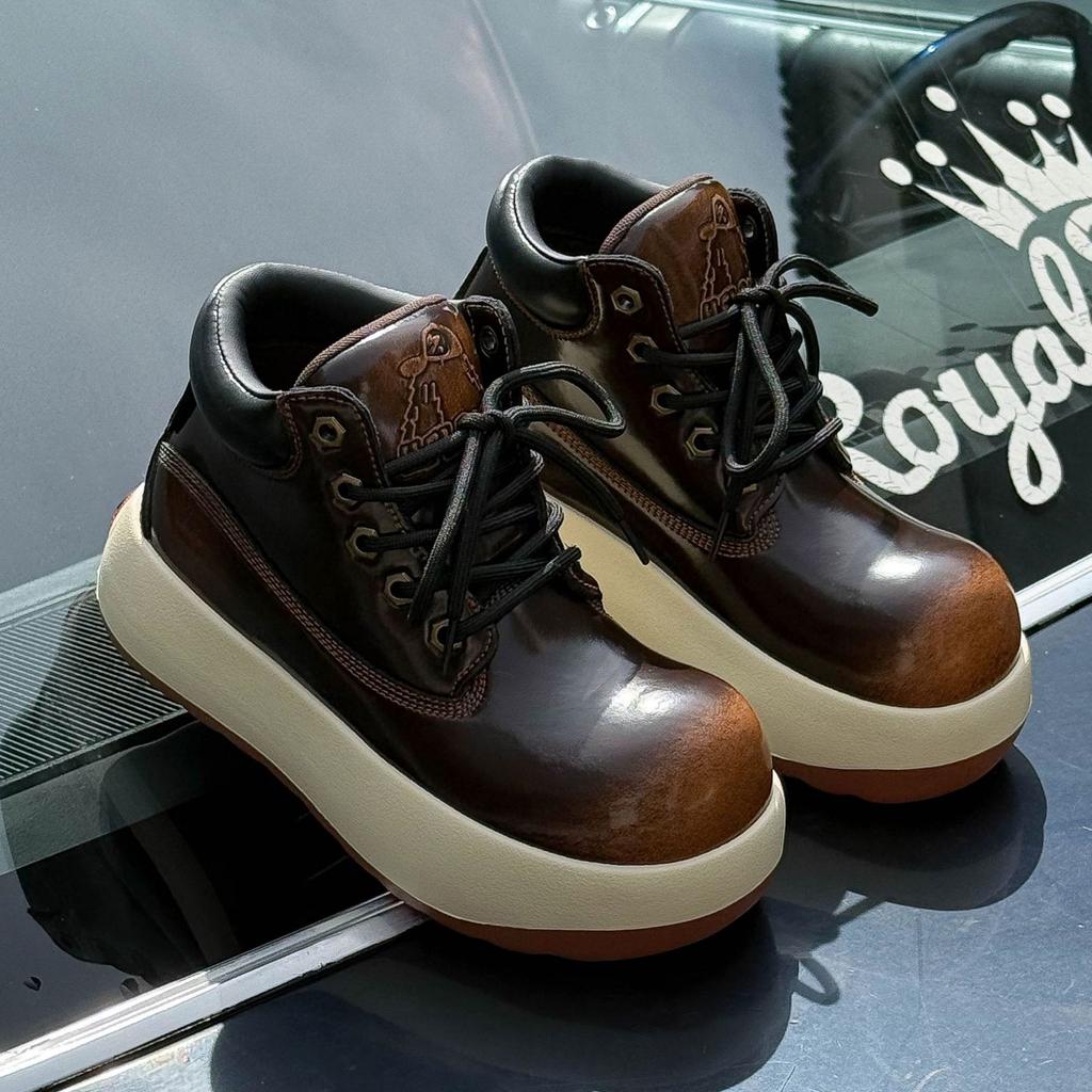 Fashion Women Fad Casual Big Head Rhubarb Boots No Slip Soft Bottom Height Increased Boots Thick-bottomed Lady Tooling Boots Botas Mujer