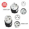 3-Wire Grounding NEMA 6-20P Male Power Plug/NEMA 6-20R Female Power Socket for Industrial Equipment and Home Projects