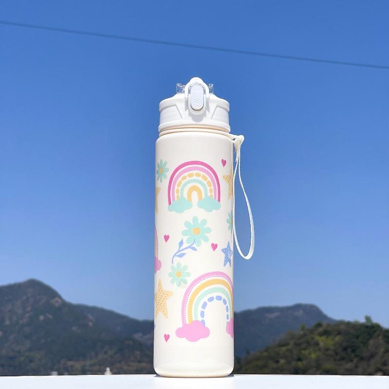 Plastic 800ML Dinosaur Water Bottle Kids Sippy Cup Leakproof with Silicone Straw for School Outdoor Camps