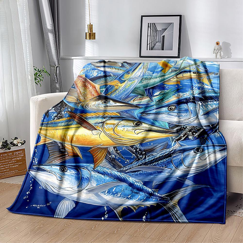 Fish Blanket Soft & Cozy Suitable for Seaside Office Couch for All Seasons Playful Design Ideal Gift for Friends Family Couples Picnic