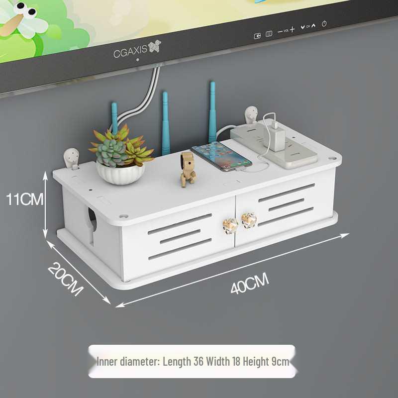 Wall-Mounted No-Drill WiFi Router and TV Set-Top Box Shelf for Living Room/Bedroom