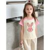 Brand Children's Clothing 2026 Summer New Style Girls' Short-Sleeved Tops Korean Style Cartoon Rabbit Pure Cotton T-Shirt Baby Clothes