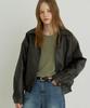 Asif Solid Leather Blouson Jacket (Brown)