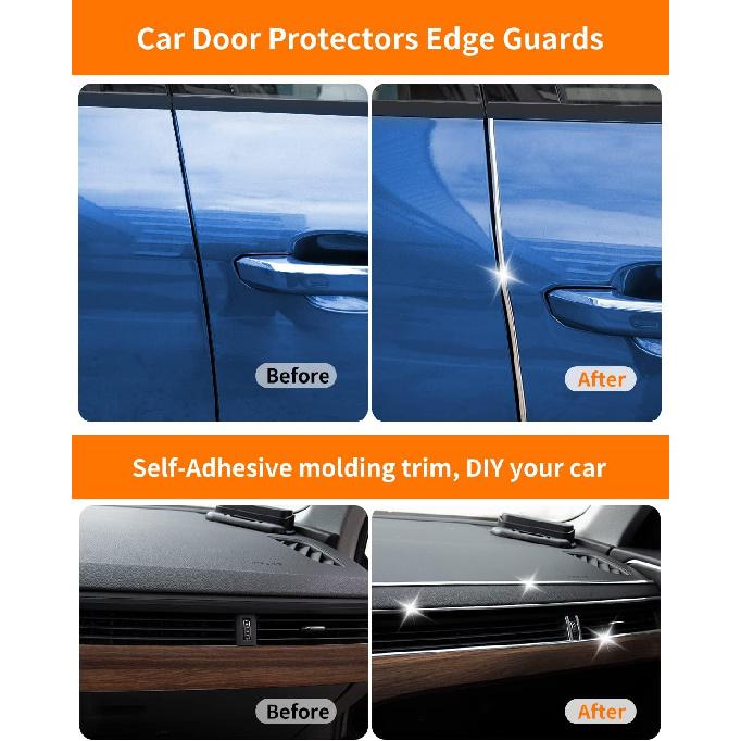 16Ft Chrome Car Trim Strip, Self-Adhesive Automotive Exterior And Interior Side Body Moulding, 1/4 Inch (6Mm) Scratch-Proof Silver DIY Accessories