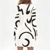 Women's Long-sleeved Casual Midi Dresses V-Neck Print  Casual Dress