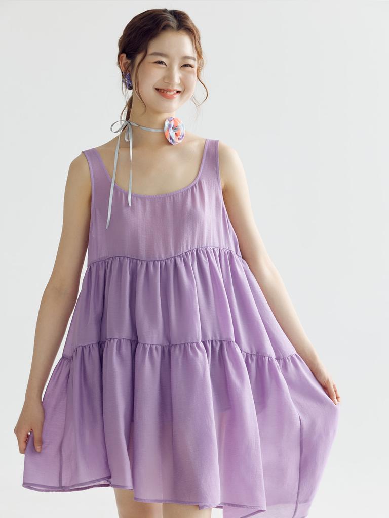 Bomnal Boutique Balloon Line Midi Dress _ Violet