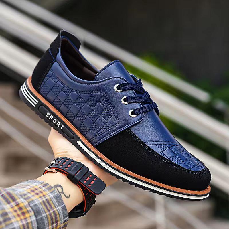 New Style Men's Shoes Front Lacing All-match British Large Size Trendy Shoes Sports Wind Business Formal Leather Shoes