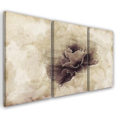 Třídílný obraz na plátně Rose Flower Vintage Beige
