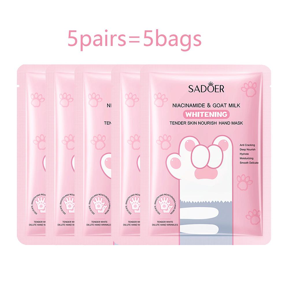 5 Bags Niacinamide Goat Milk Rejuvenation Cat Hand Mask Moisturizing Tender Skin Care Exfoliating Calluses Repairing hand Care new 5bags