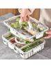 1 Pc Split Type Tray with Lid and Handle, Refrigerator Compartment Drain and Preservation Box, Bento Box