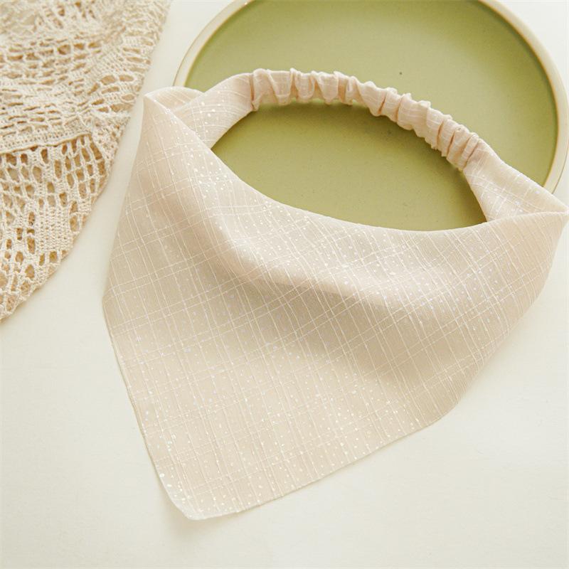 

New Eco-friendly Silver Fabric Headscarf for Women, Versatile Adjustable Elastic Band Triangular Scarf Hair Tie, Elastic High-strength Headscarf Muted yellow hat