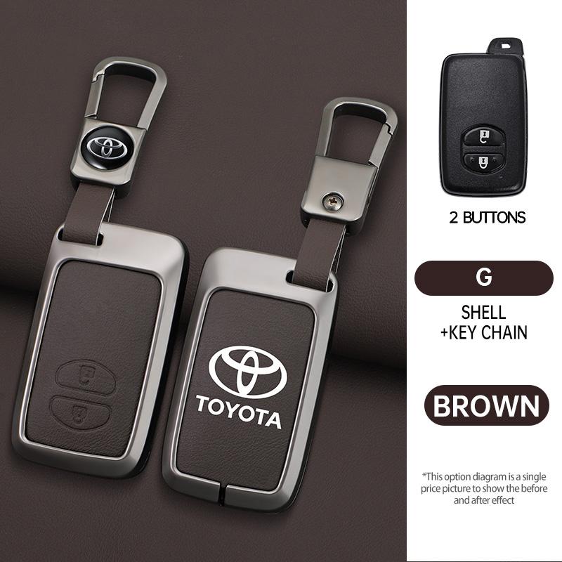 

For Toyota 2026 Hot Hub Caps Car Zinc Alloy Leather Key Case Holder Keyless Remote Shell Keychain For Toyota Aqua RAV4 Land Crui