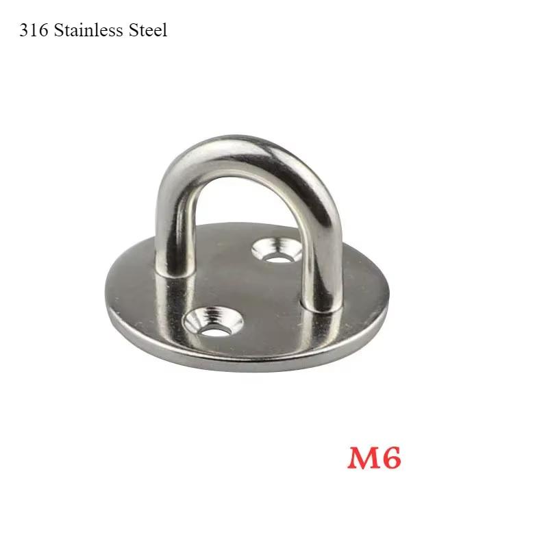 M5, M6, M8 Round Shaped Heavy Duty Ceiling Mount Hanger 304 Stainless Steel Hook Heavy Duty Pad Eye Plate Deck Door Buckle
