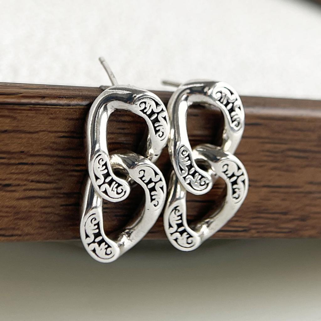 925 Sterling Silver Vintage Earrings For Women Trendy Simple Retro Chain Earring Jewelry Prevent Allergy Party Accessories Gift