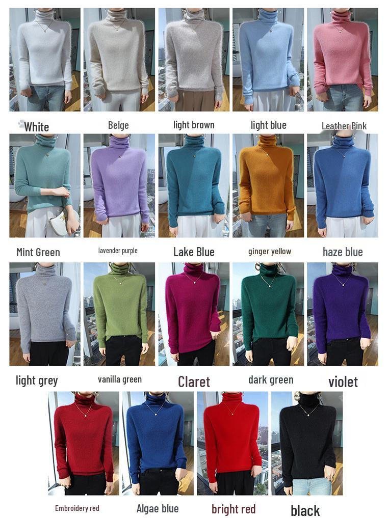 Women's Mink Cashmere Turtleneck Sweater - Short-Sleeved, Loose Fit, Autumn/Winter Warm Knitwear