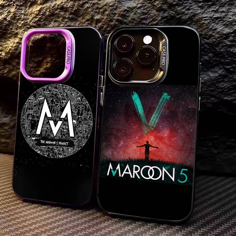 Band Maroon5 Phone Case For iPhone17,16,15,14,13,12,11 Plus,Pro Max Colored Silver Plated Inside Cover