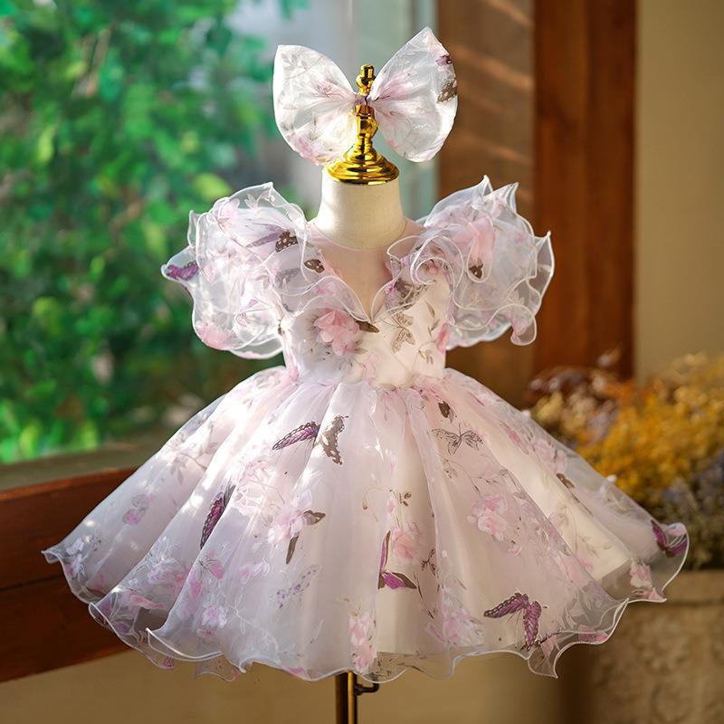 

Summer Flower Fairy Party Dress for Little Girls - Puffy Princess Costume for One-Year-Olds 90 cm
