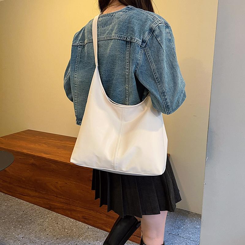 New Korean Retro Shoulder Bag Women Leather Tote Large Vintage Work Purse Handbags