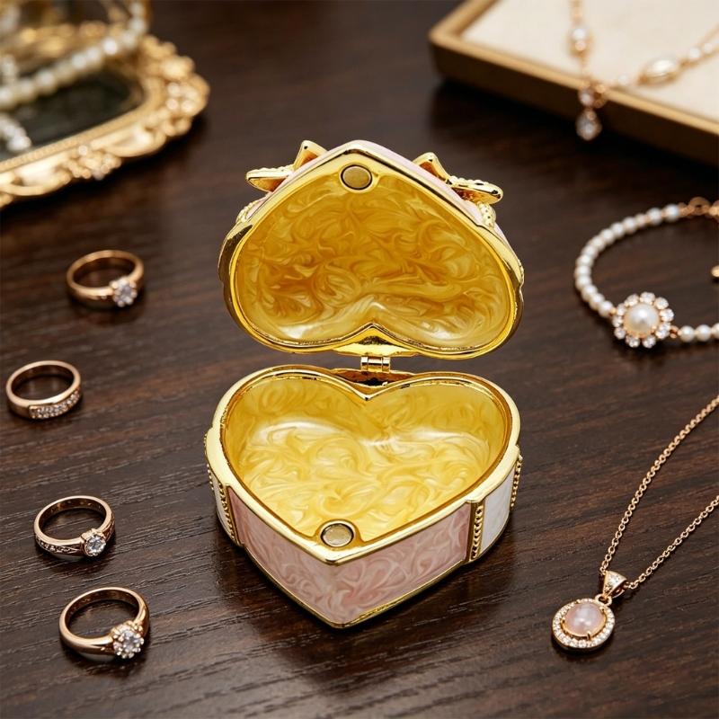 Cute Alloy Trinket Box With Delicate Enamel Craft Old Fashioned Decorative Box Perfect For Jewelry Storage