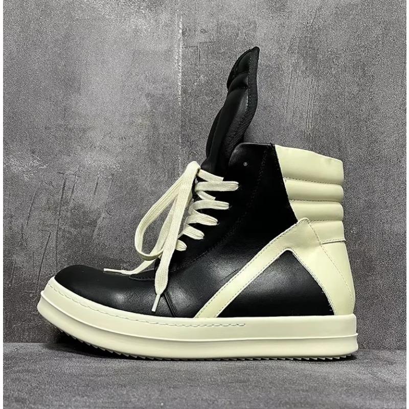 

Мужские высокие кроссовки Женские кожаные кроссовки на платформе Повседневные Роскошные На шнуровке На молнии Осенние Черные Классические Дизайнерские ботинки 35