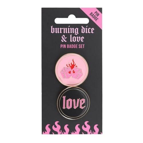 Something Different Love Flaming Dice Badge (Pack of 2)