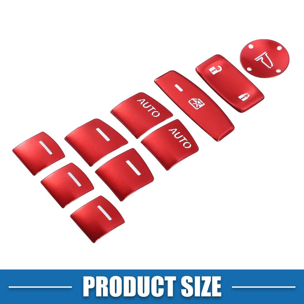 ABSOPRO Red Master Window Switch Button Cover Trim Decal Sticker for Honda Accord 10-Piece 2018-2022
