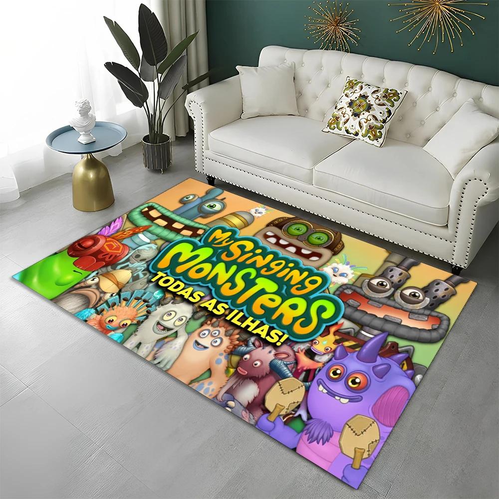 Tappeto Cartoon 3D My Singing Monsters Videogioco per Casa Soggiorno Camera da Letto Divano Zerbino Decorazione, Tappeto per Area Tappetino Antiscivolo per Pavimento