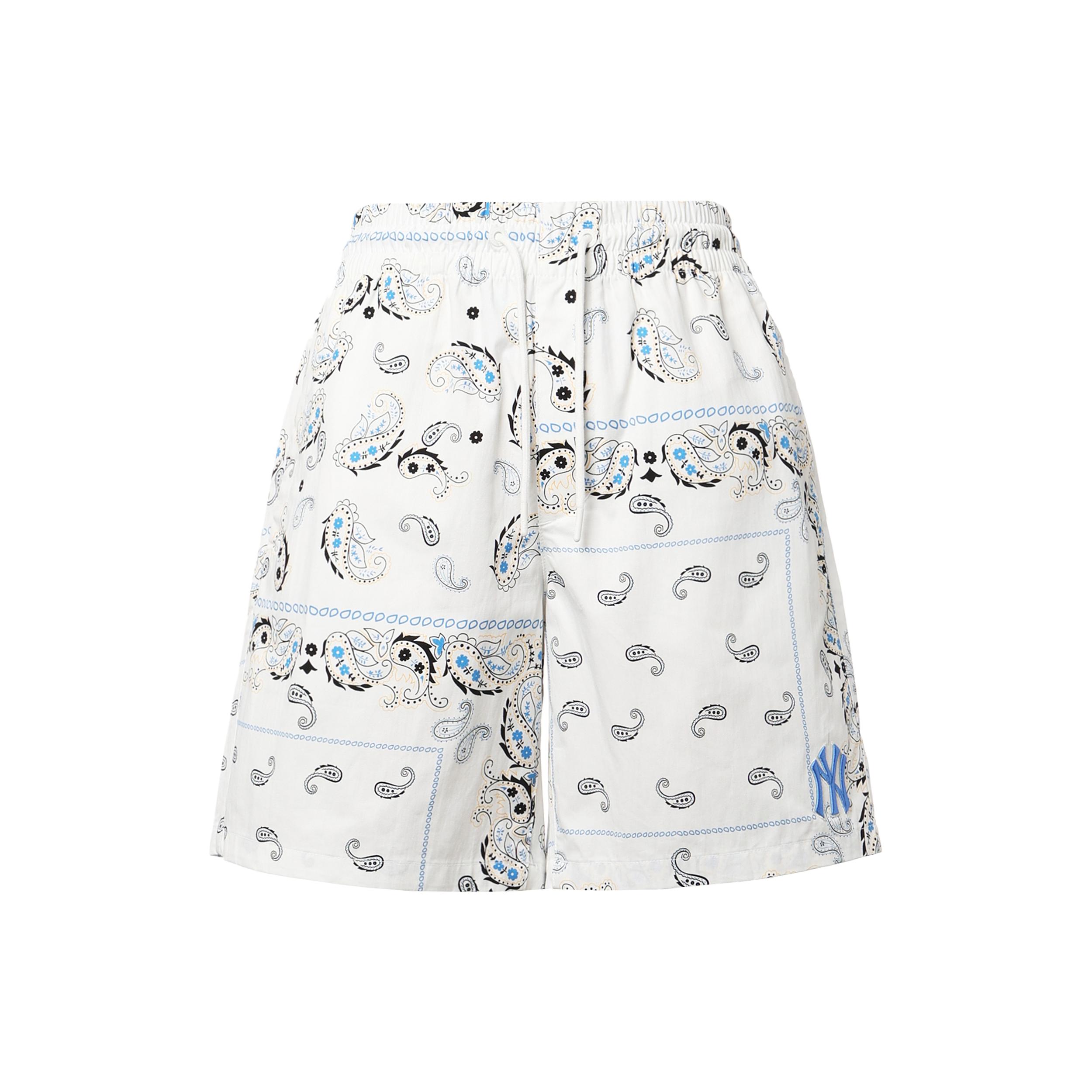 MLB New York Yankees Casual Shorts Unisex Ivory White Moderate 3ASMP0223-50IVS M
