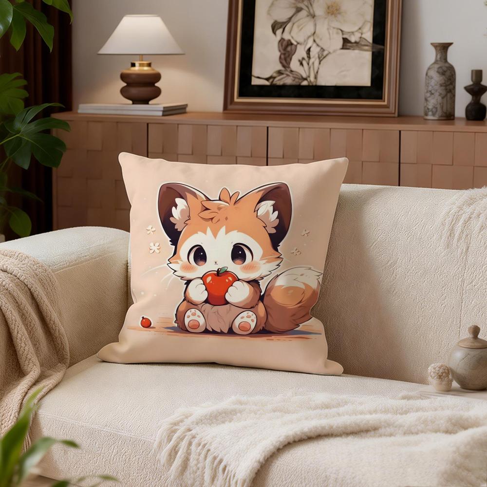 Cute Bokko Fox Cushion Cover Cushion Cover Set 4Pcs 50x50 45x45 40x40 Pillowcase Decorative Sofa Home Decor