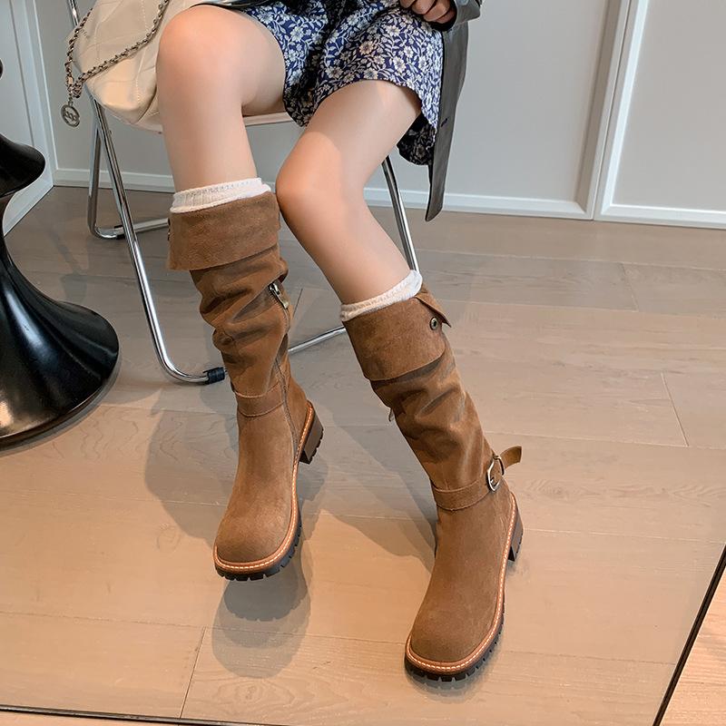 Retro Western Cowboy Boots New Versatile Stacking Boots Matte Summer Thin Boots