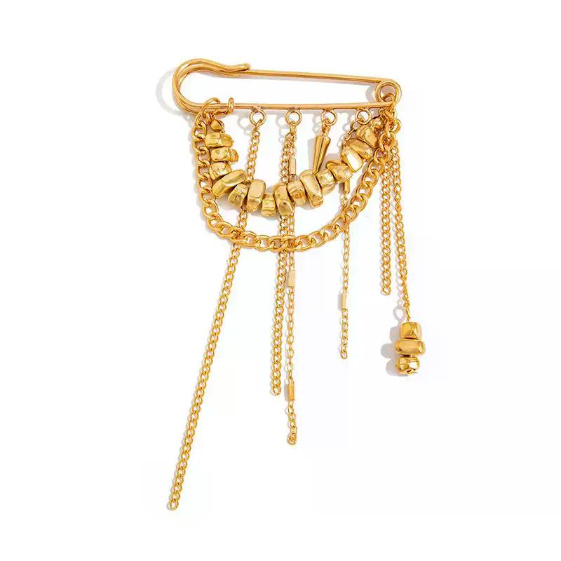 Creative Beaded Heart Shaped Tassel Metal Brooches Adjusting The Pant Legs Belt Safety Pin Versatile Clothing