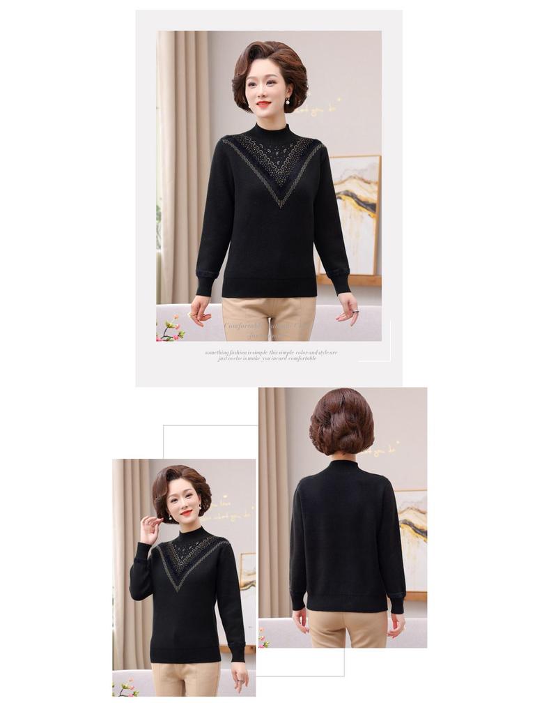 Mom's Winter Velvet Sweater - Stylish High-Neck Base Layer for Middle-aged & Elderly Women