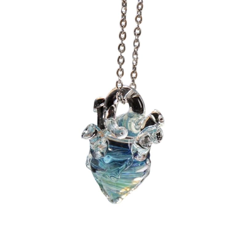 Hantverksmässigt Tillverkat Glas Hjärta Smycke Halsband Silverkedja Halsband Handgjord Unik Alla Hjärtans Dag Gåva Till Henne