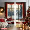2 Stück 2D Flachdruck Frohe Weihnachten Beliebte Vorhänge Fensteransicht und Schneewald Vielseitig Langlebig Polyester Ohne Strom