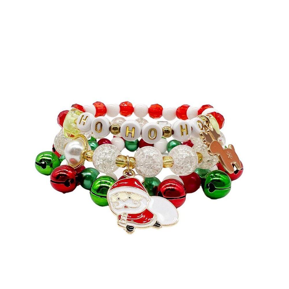 Hand Decoration Acrylic Beaded Bracelet Cute Letter Elastic Bracelet Christmas Bracelets  Women