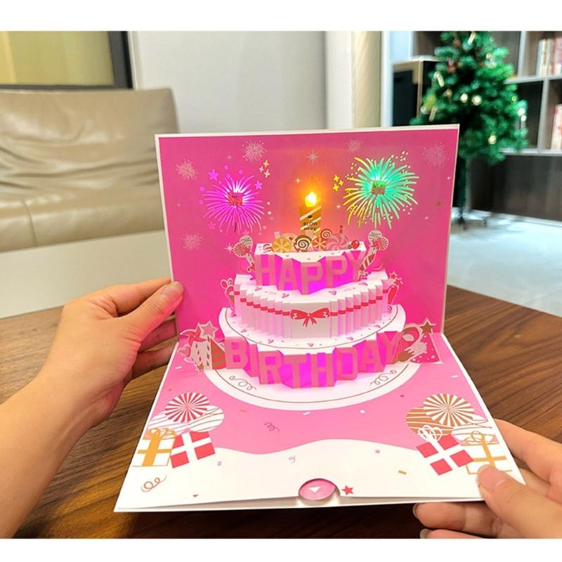 Musical 3D Birthday Greeting Card with Music and Lights Artistic Birthday Card Celebration Card Perfect for Parties