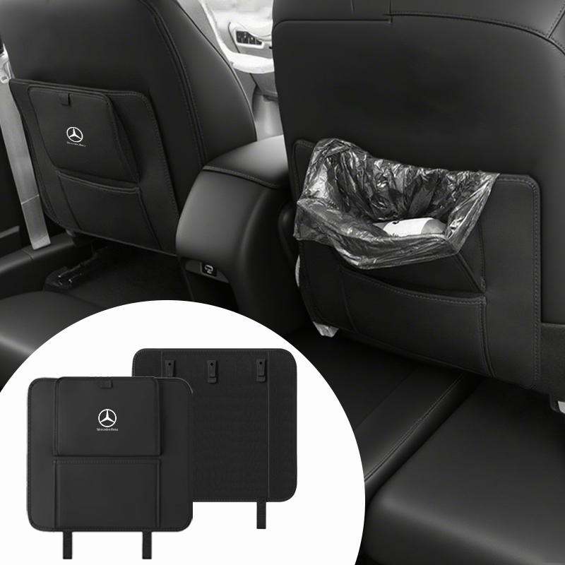 LJX1 Leather Car Anti-Kick Pad Seat Back Protector Storage Pockets For Mercedes Benz AMGW204 W205 W212 W213 W221 W177 W246 GLA GLC