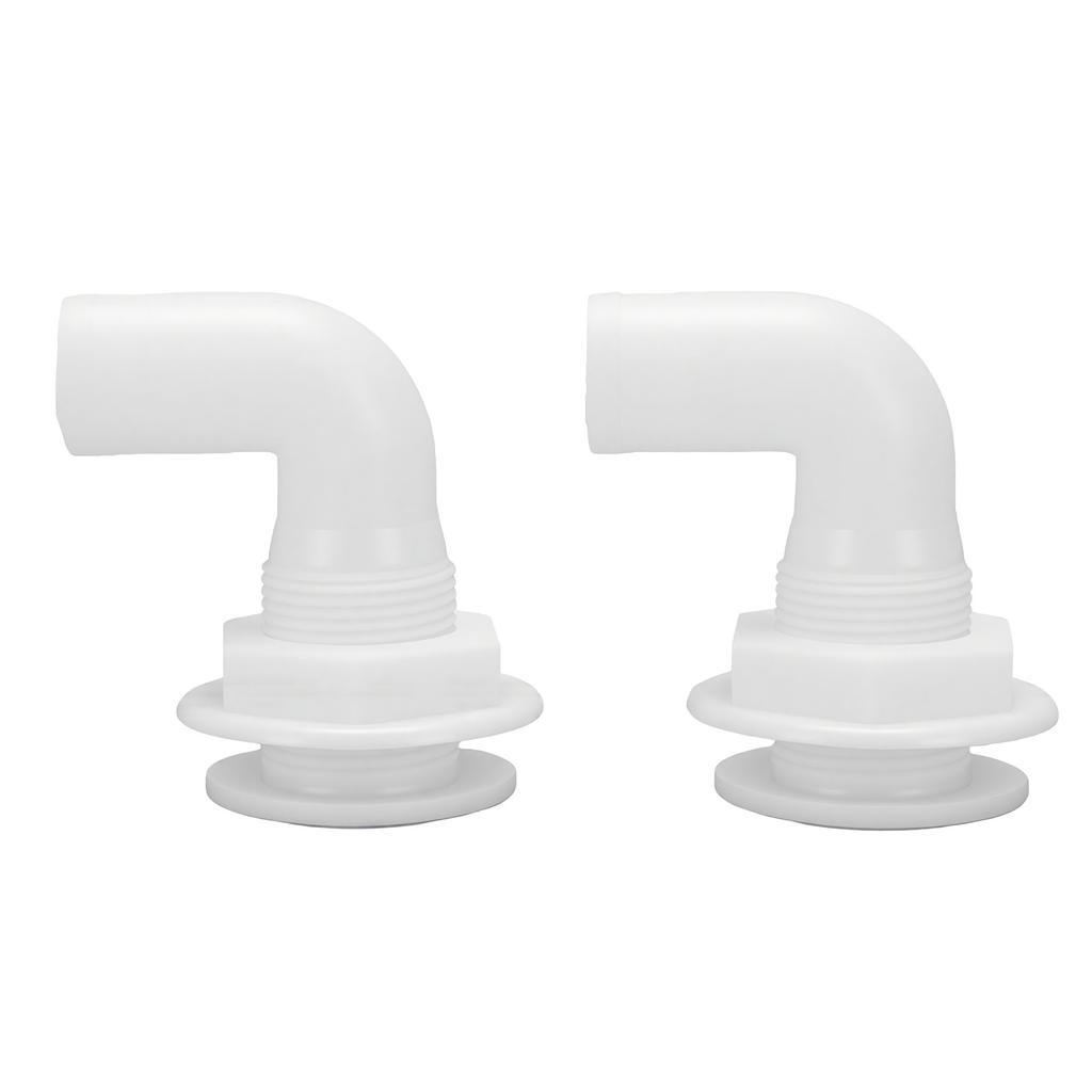 2pcs Boat Thru Hull Fittings White 1in Plastic 90 Degree Thru Hull Connector For RVs Boats