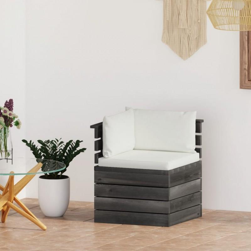Day and Night - Day and Night Corner Sofa Made of Garden Pallets with Pine Wood Cushions