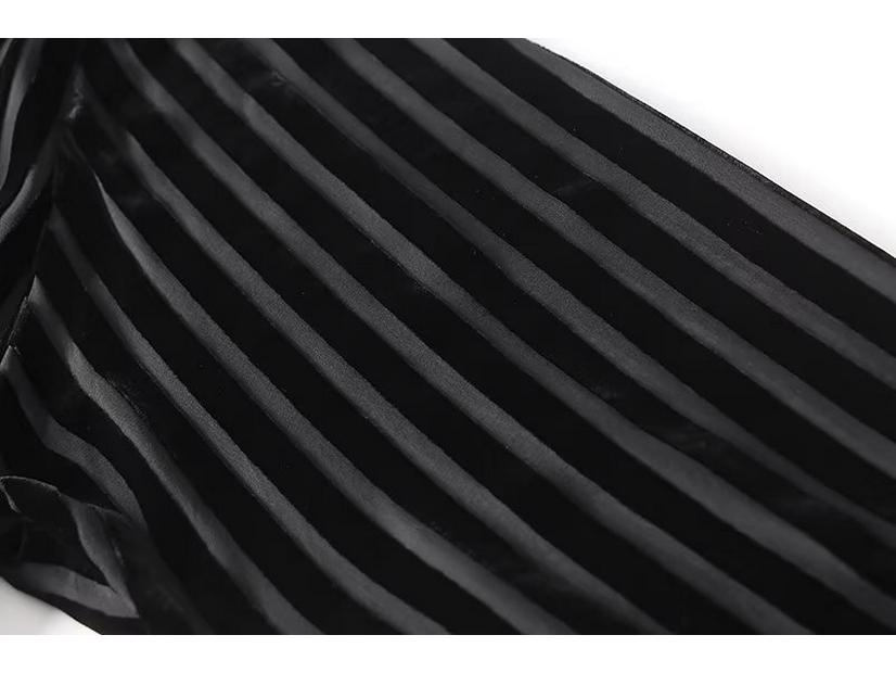 2024 Spring/Summer Black Women's Street Fashion Velvet Drape Cardigan - Long-Sleeved Shirt