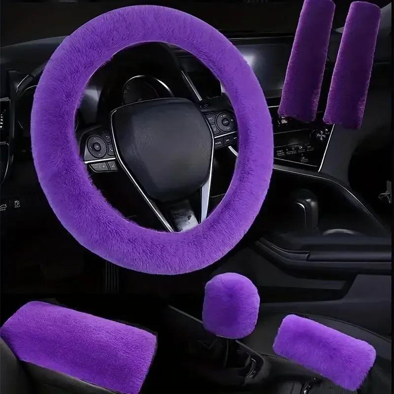 Auto Stuurwielhoes Versnellingspook Handremhoes Beschermer Decoratie Warm Super Dik Pluche Kraag Zacht