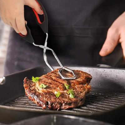 Pince à barbecue antidérapante en métal avec long manche, 3 tailles