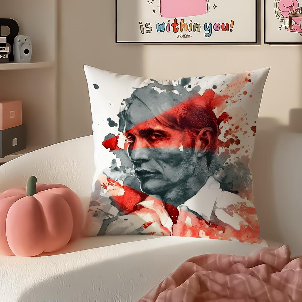 Dark Elegant TV Series HHannibal Cushion Cover Pillowcase Short Plush Invisible zipper Room Sofa Cushion Cover