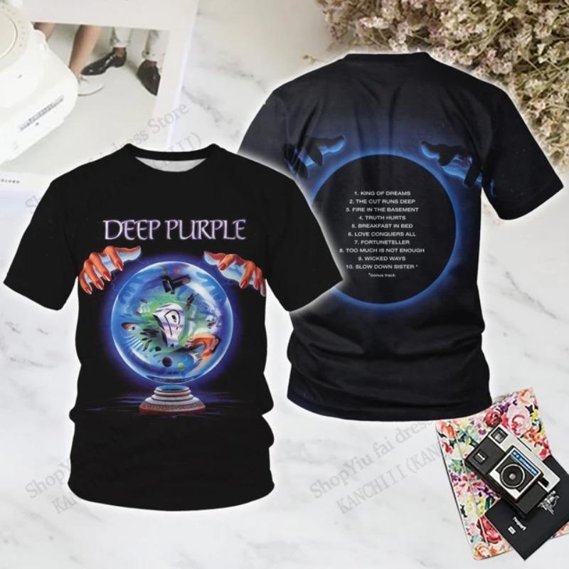 Camiseta de Rock Banda Deep Purple Camiseta con Estampado 3D Hombres Mujeres Moda Casual Camiseta de Manga Corta Camisetas para Niños Ropa de Verano para Hombres