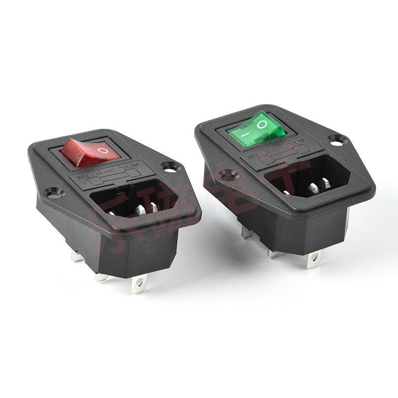 Three-Phase AC Power Socket with Switch and Fuse for 3D Printers and Medical/Military Use