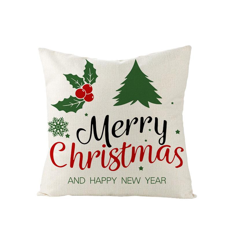 Christmas Pillow Cover Christmas Pillow Polyester Cartoon Print Holiday Home Sofa Cushion Cover