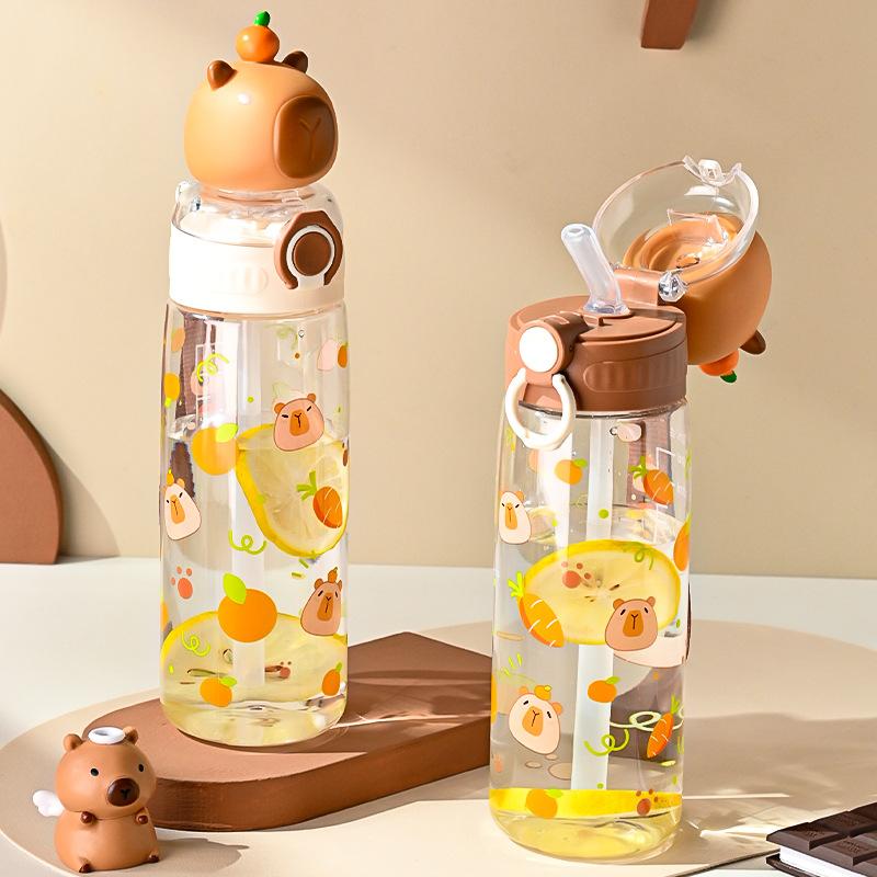 Water bottle strictly selected popular water cup cute pet animal water cup students go to school creative easy cup high value kapibara water cup