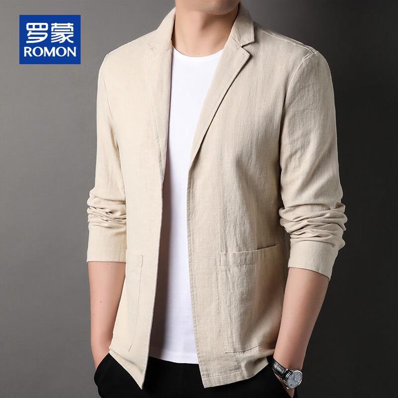 ROMON Men s Slim Fit Cotton Linen Casual Blazer M
