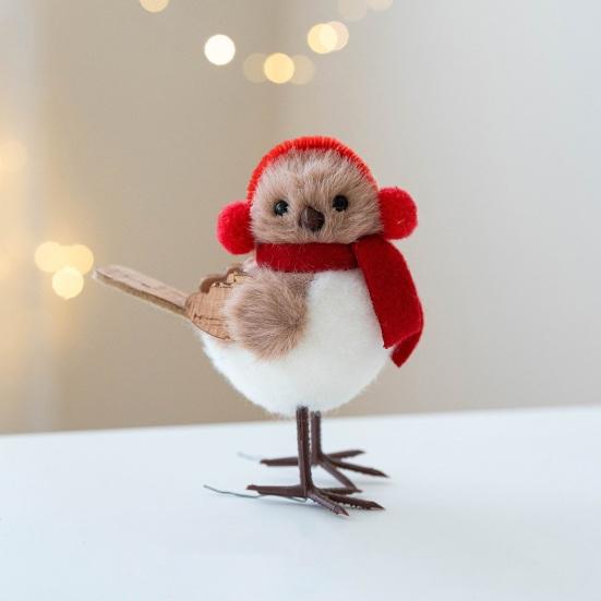 Christmas Ornament Bird Design Wearing Santa Hat Decorative Hanging Pendant Home Garden Festive Holiday Party Decor